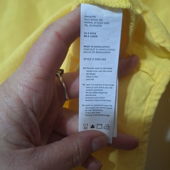 ReVamped Vibrant Yellow Linen Blend Button Down Shirt Large - Picture 6 of 9